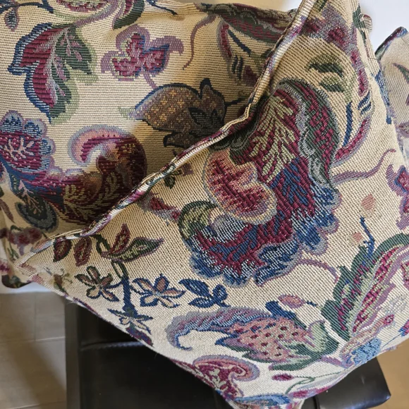 Floral Tapestry Throw Pillows New Handmade 17x17 Inches Heavy Fabric - Picture 5 of 6